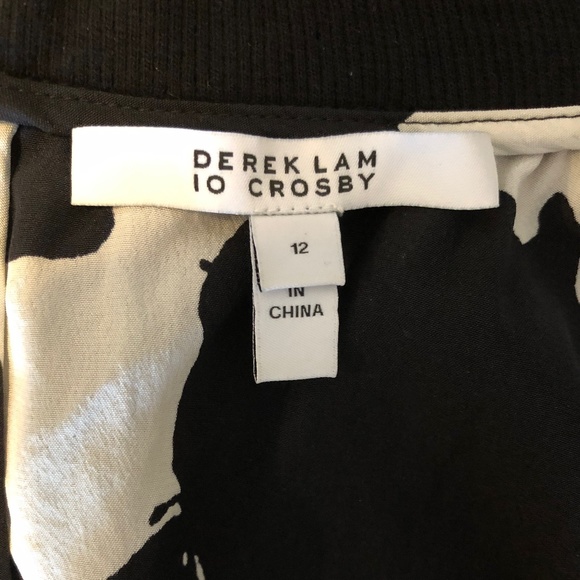 Like-New Derek Lam Black/White Floral Silk Dress - Picture 9 of 9